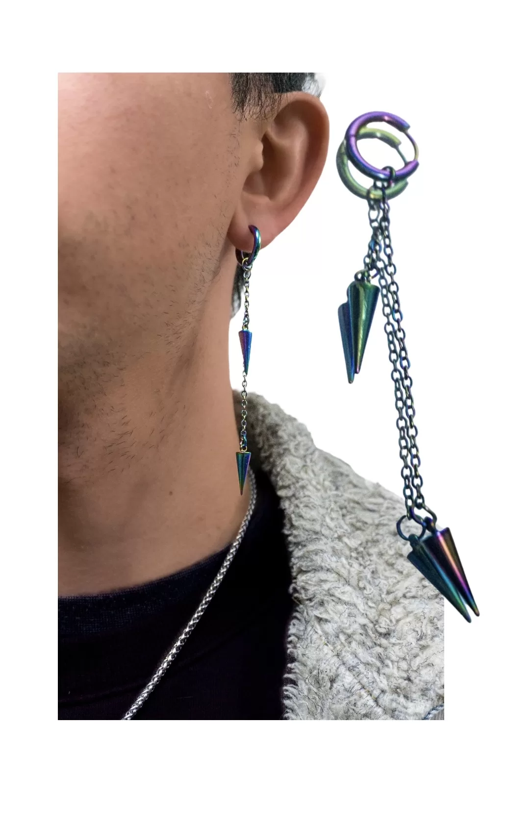 Aro hombre Doble péndulo con cadena variedad colores 7 Aro hombre Doble péndulo con cadena variedad colores - Imagen 5